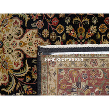 Load image into Gallery viewer, 8&#39;x9&#39;10&quot; Jet Black, Hand Knotted, Intricate Kashan Revival, Hand Spun New Zealand Wool, 300 KPSI, Oriental Rug FWR548604