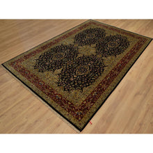 Load image into Gallery viewer, 6&#39;x9&#39;1&quot; Caviar Black, Intricate Kashan Revival, Hand Spun New Zealand Wool, 300 KPSI, Hand Knotted, Oriental Rug FWR548610