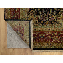 Load image into Gallery viewer, 6&#39;x9&#39;1&quot; Caviar Black, Intricate Kashan Revival, Hand Spun New Zealand Wool, 300 KPSI, Hand Knotted, Oriental Rug FWR548610
