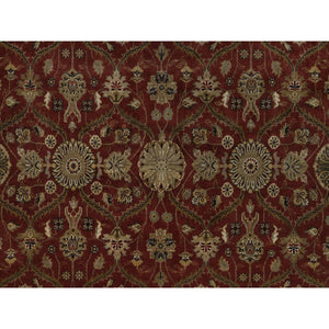 5'9"x8' Syrah Red, Hereke with All Over Design, 300 KPSI, Wool and Silk, Hand Knotted, Oriental Rug FWR548616
