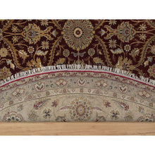 Load image into Gallery viewer, 8&#39;1&quot;x8&#39;1&quot; Wine Red, Hereke with All Over Design, 300 KPSI, Wool and Silk, Hand Knotted, Round, Oriental Rug FWR548628
