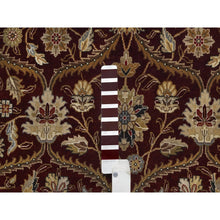 Load image into Gallery viewer, 8&#39;1&quot;x8&#39;1&quot; Wine Red, Hereke with All Over Design, 300 KPSI, Wool and Silk, Hand Knotted, Round, Oriental Rug FWR548628