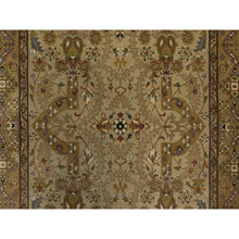Load image into Gallery viewer, 4&#39;1&quot;x6&#39; Ecru Brown, Tabriz Revival, 300 KPSI, Hand Spun New Zealand Wool and Silk, Denser Weave, Hand Knotted, Thick and Plush, Oriental Rug FWR548634