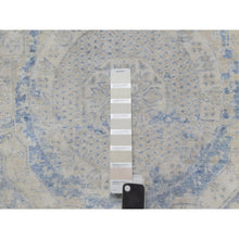 Load image into Gallery viewer, 9&#39;x11&#39;9&quot; Parchment White With Blue, Pure Natural Linen, Mamluk Design, Soft And Silky Feel, Broken And Erased All Over Medallions Pattern, Hand Knotted, Oriental Rug FWR548640