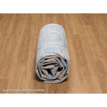 Load image into Gallery viewer, 9&#39;x11&#39;9&quot; Parchment White With Blue, Pure Natural Linen, Mamluk Design, Soft And Silky Feel, Broken And Erased All Over Medallions Pattern, Hand Knotted, Oriental Rug FWR548640