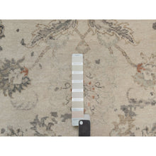 Load image into Gallery viewer, 9&#39;x12&#39;2&quot; Charcoal Black And Ivory, Agra Design With Botanical Influence Broken And Erased Pattern, Hand Knotted, Pure Wool, Oriental Rug FWR548646