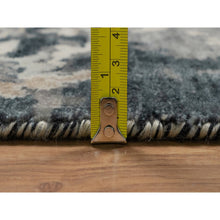 Load image into Gallery viewer, 9&#39;x12&#39;2&quot; Charcoal Black And Ivory, Agra Design With Botanical Influence Broken And Erased Pattern, Hand Knotted, Pure Wool, Oriental Rug FWR548646