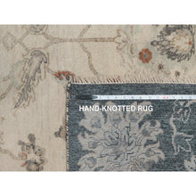 Load image into Gallery viewer, 9&#39;x12&#39;2&quot; Charcoal Black And Ivory, Agra Design With Botanical Influence Broken And Erased Pattern, Hand Knotted, Pure Wool, Oriental Rug FWR548646