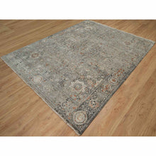 Load image into Gallery viewer, 7&#39;9&quot;x10&#39; Stone Gray, Broken And Erased Mamluk Design, Hand Knotted, 100% Wool, Densely Woven, Oriental Rug FWR548652