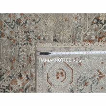 Load image into Gallery viewer, 7&#39;9&quot;x10&#39; Stone Gray, Broken And Erased Mamluk Design, Hand Knotted, 100% Wool, Densely Woven, Oriental Rug FWR548652