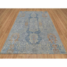 Load image into Gallery viewer, 8&#39;x10&#39; Misty Gray, Jewelry Design, Wool with Textured Silk, Tone on Tone, Transitional, Hand Knotted, Oriental Rug FWR548658
