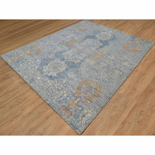Load image into Gallery viewer, 8&#39;x10&#39; Misty Gray, Jewelry Design, Wool with Textured Silk, Tone on Tone, Transitional, Hand Knotted, Oriental Rug FWR548658