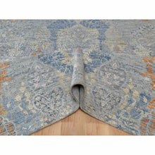 Load image into Gallery viewer, 8&#39;x10&#39; Misty Gray, Jewelry Design, Wool with Textured Silk, Tone on Tone, Transitional, Hand Knotted, Oriental Rug FWR548658