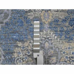 8'x10' Misty Gray, Jewelry Design, Wool with Textured Silk, Tone on Tone, Transitional, Hand Knotted, Oriental Rug FWR548658