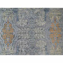 Load image into Gallery viewer, 8&#39;x10&#39; Misty Gray, Jewelry Design, Wool with Textured Silk, Tone on Tone, Transitional, Hand Knotted, Oriental Rug FWR548658
