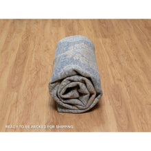Load image into Gallery viewer, 8&#39;x10&#39; Misty Gray, Jewelry Design, Wool with Textured Silk, Tone on Tone, Transitional, Hand Knotted, Oriental Rug FWR548658