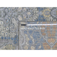 Load image into Gallery viewer, 8&#39;x10&#39; Misty Gray, Jewelry Design, Wool with Textured Silk, Tone on Tone, Transitional, Hand Knotted, Oriental Rug FWR548658