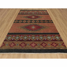 Load image into Gallery viewer, 9&#39;1&quot;x12&#39; Pecan Brown, Southwestern American Indian Design with Piled Construction, Plush and Lush, Hand Knotted, Pure Wool, Oriental Rug FWR548664