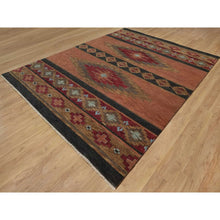 Load image into Gallery viewer, 9&#39;1&quot;x12&#39; Pecan Brown, Southwestern American Indian Design with Piled Construction, Plush and Lush, Hand Knotted, Pure Wool, Oriental Rug FWR548664