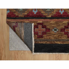 Load image into Gallery viewer, 9&#39;1&quot;x12&#39; Pecan Brown, Southwestern American Indian Design with Piled Construction, Plush and Lush, Hand Knotted, Pure Wool, Oriental Rug FWR548664