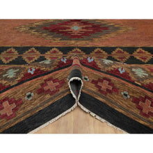 Load image into Gallery viewer, 9&#39;1&quot;x12&#39; Pecan Brown, Southwestern American Indian Design With Piled Construction, Plush And Lush, Hand Knotted, Pure Wool, Oriental Rug FWR548664