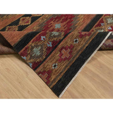 Load image into Gallery viewer, 9&#39;1&quot;x12&#39; Pecan Brown, Southwestern American Indian Design with Piled Construction, Plush and Lush, Hand Knotted, Pure Wool, Oriental Rug FWR548664