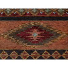 Load image into Gallery viewer, 9&#39;1&quot;x12&#39; Pecan Brown, Southwestern American Indian Design with Piled Construction, Plush and Lush, Hand Knotted, Pure Wool, Oriental Rug FWR548664