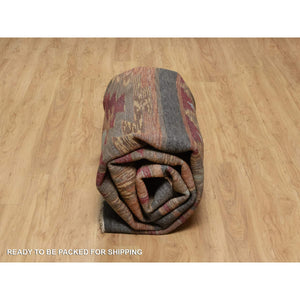 9'1"x12' Pecan Brown, Southwestern American Indian Design with Piled Construction, Plush and Lush, Hand Knotted, Pure Wool, Oriental Rug FWR548664