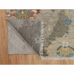 2'1"x3' Taupe Gray, Broken Pattern With Oushak Design, 100% Wool, Hand Knotted, Borderless, Mat, Sample, Oriental Rug FWR548688