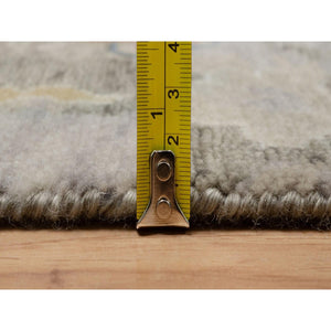 2'1"x3' Taupe Gray, Broken Pattern With Oushak Design, 100% Wool, Hand Knotted, Borderless, Mat, Sample, Oriental Rug FWR548688