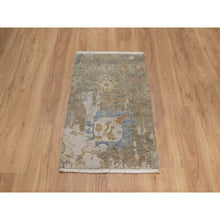 Load image into Gallery viewer, 2&#39;x3&#39; Tan Brown, Broken Pattern With Oushak Design, Borderless, Pure Wool, Hand Knotted, Mat, Sample, Oriental Rug FWR548694