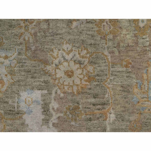 2'x3' Tan Brown, Broken Pattern With Oushak Design, Borderless, Pure Wool, Hand Knotted, Mat, Sample, Oriental Rug FWR548694