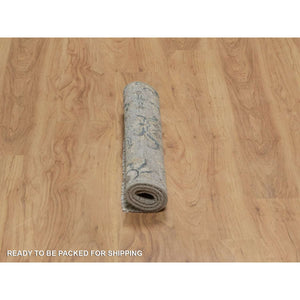 2'1"x3'1" Mink Gray, Broken Pattern With Oushak Design, 100% Wool, Hand Knotted, Borderless, Sample, Mat, Oriental Rug FWR548700