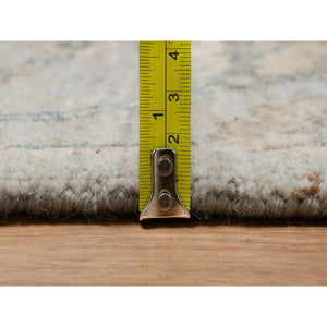 2'1"x3'1" Mink Gray, Broken Pattern With Oushak Design, 100% Wool, Hand Knotted, Borderless, Sample, Mat, Oriental Rug FWR548700