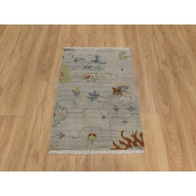 Load image into Gallery viewer, 2&#39;1&quot;x3&#39; Light Gray, Broken Pattern With Agra Design, Pure Wool, Hand Knotted, Mat, Sample, Oriental Rug FWR548724