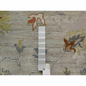 2'1"x3' Light Gray, Broken Pattern With Agra Design, Pure Wool, Hand Knotted, Mat, Sample, Oriental Rug FWR548724