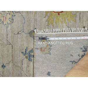 2'1"x3' Light Gray, Broken Pattern With Agra Design, Pure Wool, Hand Knotted, Mat, Sample, Oriental Rug FWR548724