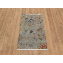 Load image into Gallery viewer, 2&#39;1&quot;x3&#39; Misty Gray, Broken Pattern With Oushak Design, Borderless, 100% Wool, Hand Knotted, Mat, Sample, Oriental Rug FWR548730