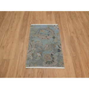 2'x3' Storm Gray, Oushak Design, 100% Wool, Hand Knotted, Sample, Mat, Oriental Rug FWR548736