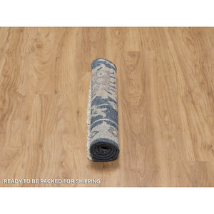 2'x3'1" Navy Blue, Oushak Design, 100% Wool, Hand Knotted, Fragment, Sample, Mat, Oriental Rug FWR548754
