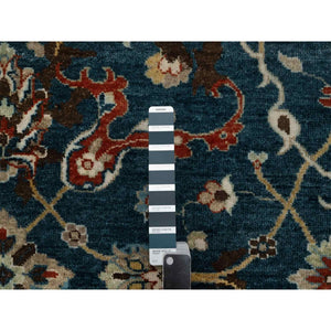 2'1"x3' Yale Blue, Broken Pattern with Oushak Design, 100% Wool, Hand Knotted, Mat, Sample, Oriental Rug FWR548766