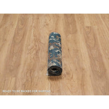 Load image into Gallery viewer, 2&#39;1&quot;x3&#39; Yale Blue, Broken Pattern with Oushak Design, 100% Wool, Hand Knotted, Mat, Sample, Oriental Rug FWR548766