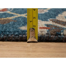 Load image into Gallery viewer, 2&#39;1&quot;x3&#39; Yale Blue, Broken Pattern with Oushak Design, 100% Wool, Hand Knotted, Mat, Sample, Oriental Rug FWR548766
