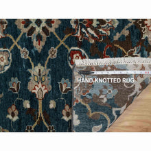 Load image into Gallery viewer, 2&#39;1&quot;x3&#39; Yale Blue, Broken Pattern with Oushak Design, 100% Wool, Hand Knotted, Mat, Sample, Oriental Rug FWR548766