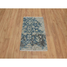 Load image into Gallery viewer, 2&#39;x3&#39;1&quot; Mallard Blue, Broken Pattern with Oushak Design, 100% Wool, Hand Knotted, Borderless, Mat, Sample, Oriental Rug FWR548772