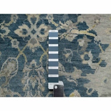 Load image into Gallery viewer, 2&#39;x3&#39;1&quot; Mallard Blue, Broken Pattern with Oushak Design, 100% Wool, Hand Knotted, Borderless, Mat, Sample, Oriental Rug FWR548772