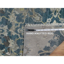 Load image into Gallery viewer, 2&#39;x3&#39;1&quot; Mallard Blue, Broken Pattern With Oushak Design, 100% Wool, Hand Knotted, Borderless, Mat, Sample, Oriental Rug FWR548772