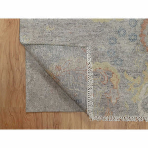 2'x3'1" Beige, Broken Pattern with Oushak Design, Borderless, 100% Wool, Hand Knotted, Mat, Sample, Oriental Rug FWR548778