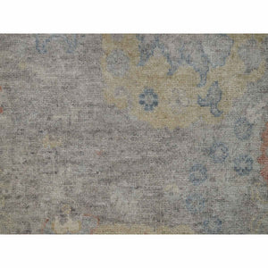 2'x3'1" Beige, Broken Pattern with Oushak Design, Borderless, 100% Wool, Hand Knotted, Mat, Sample, Oriental Rug FWR548778
