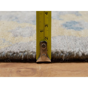 2'x3'1" Beige, Broken Pattern with Oushak Design, Borderless, 100% Wool, Hand Knotted, Mat, Sample, Oriental Rug FWR548778